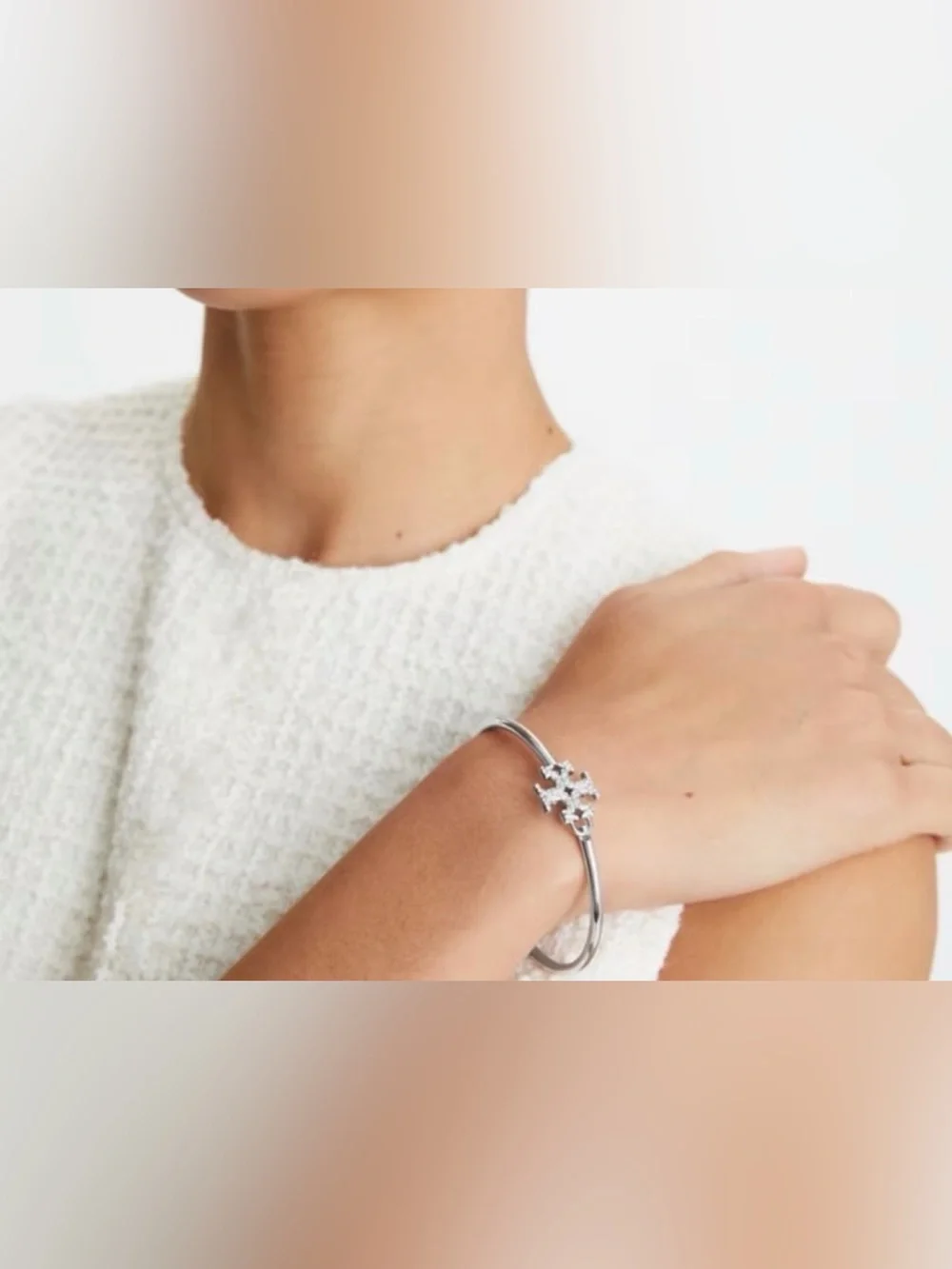 Tory Burch set of 3 /ELEANOR PAVÉ HINGED CUFF Silver/2 EMBRACE AMBITION BRACELET